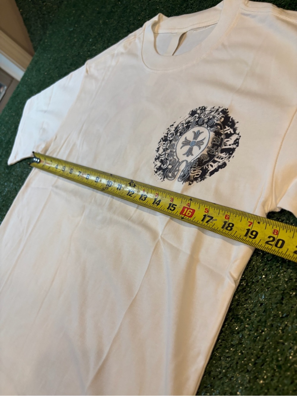 Chrome Hearts White Short Sleeve Tee with Small Black Crest - Picture 5 of 6